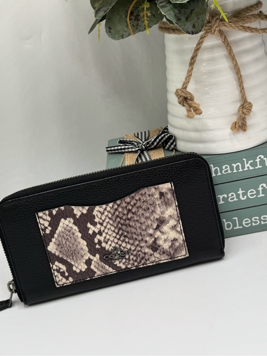 Coach Handbags - Coach Accordion Zip Wallet in Pebble Leather with Python Detail